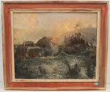 Wintersonne und Nebel", 1956 by Reinhold Kündig, oil on canvas, sold Jun 2021