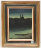 Basel bei Nacht by Willy Roth, oil on board, sold Jun 2021