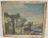 Erinnerungsbild nach einem Gemälde eines italienischen Meisters", 1918 by Ernst Georg Rüegg, oil on paper, offered Jun 2021