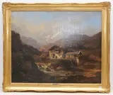 Mühle an einem Wildbach in Gebirgstal, 1846 by Wilhelm Scheuchzer, oil on canvas, sold Jun 2021