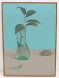Feuilles de camelia, vas égyptienne", 1963 by Jean-Claude Stehli, oil on canvas, sold Jun 2021