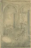 Interieur by Serge Brignoni, 1922, pencil, sold Jun 2021