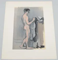Stehender Akt, seitlich by Thomas Ernst Gubler, gouache, sold Jun 2021