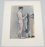 Stehender Akt, seitlich by Thomas Ernst Gubler, gouache, sold Jun 2021