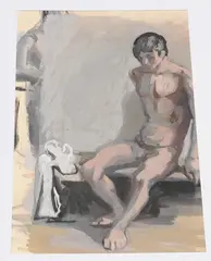 Sitzender Akt by Thomas Ernst Gubler, gouache, sold Jun 2021