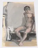 Sitzender Akt by Thomas Ernst Gubler, gouache, sold Jun 2021