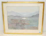 Morgengrauen am Aegerisee by Fritz Hug, 1968, watercolor, sold Jun 2021