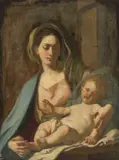 und Werkstatt Madonna mit Kind by Francesco Solimena, oil on canvas, sold Mar 2021