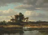 Landschaft mit Weiher by Hermann Herzog, 1858, oil on canvas, sold Mar 2021