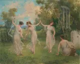 Nymphenreigen by François Lafon, oil on canvas, sold Mar 2021