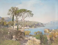 Südliche Küstenlandschaft by Robert Russ, oil on canvas, sold Mar 2021