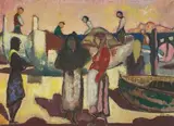 Ausfahrt der Fischer by Oscar Zügel, 1952, oil on canvas, sold Mar 2021