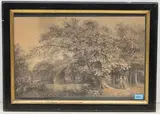 Arkadische Landschaft mit Tempelruine und Staffage by Johann Heinrich Meyer, watercolor, sold Mar 2021