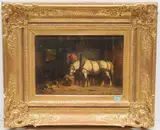 Pferde im Stall by Willem Johan Boogaard, oil on panel, sold Mar 2021