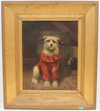 Hund im roten Kostüm by James Yates Carrington, 1890, oil on canvas, sold Mar 2021