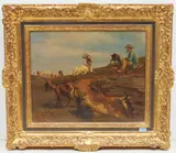 Rastender Hirte mit seinen Ziegen by Émile Faivre, 1867, oil on canvas, offered Mar 2021