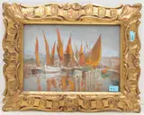 zugeschrieben Porto di Cattolica by Francesco Gibelli, oil, sold Mar 2021