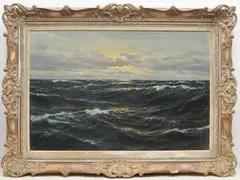 Abendstimmung auf bewegter See by Patrick von Kalckreuth, oil on canvas, sold Mar 2021
