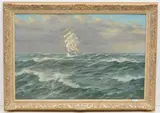 Segelschiff auf offener See by Patrick von Kalckreuth, oil on canvas, sold Mar 2021