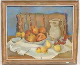 Stillleben mit Früchten und Krug by Aristide Papageorge, oil, sold Mar 2021