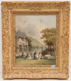 Wäscherinnen by Leonard Saurfelt, oil on canvas, sold Mar 2021