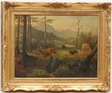 Rehbock auf der Flucht by Anton Weinberger, 1886, oil on canvas, sold Mar 2021