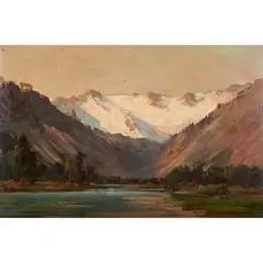 Untitled by Thomas Hill, oil on board, sold Dec 2022