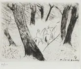 Riders in the Park by Milton Avery, 1973, drypoint etching, sold Dec 2022