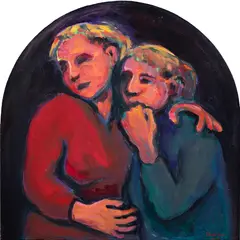 Embrace by Carol Aust, 2008, acrylic on panel, sold Dec 2022