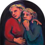 Embrace by Carol Aust, 2008, acrylic on panel, sold Dec 2022