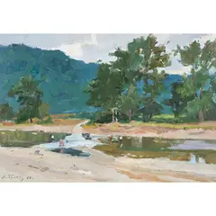 Untitled by Alexander Gulyaev, oil on board, sold Dec 2022