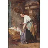 Mother and Baby by Léon Émile Caille, 1871, oil on board, sold Dec 2022