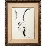 Untitled (Drawing for University of Ecuador Mural) by Oswaldo Guayasamín, ink on panel, sold Dec 2022