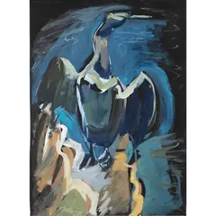 Cormorant - Point Lobos," circa by Jean Kellogg, gouache on paper, sold Dec 2022