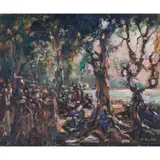 Nord Kivu by André Hallet, oil on board, sold Dec 2022