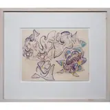 Goggle Eyes," circa 1960-1965 by Walter Anderson, watercolor, sold Dec 2022