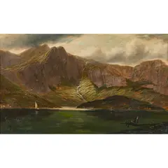 Lake in the Hills by Sydney Yates Johnson, 1880, oil on canvas, sold Dec 2022
