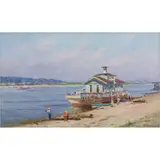 The Wharf by Vasiliy A. Petukhov, oil on canvas, sold Dec 2022