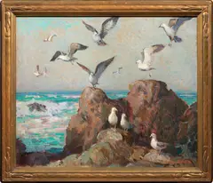 Seagulls Domain by Frank Harmon Myers, oil on canvas, sold Nov 2022
