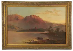 Scotland mountain scene by Campbell Scott, oil on canvas, sold Nov 2025