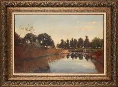 River Landscape by Adriaan Boshoff, oil on board, sold Jul 2024
