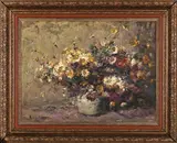 Still Life with Flowers by Adriaan Boshoff, oil on canvas mounted on board, sold Jul 2024