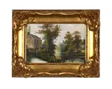 River Landscape with House and Distant Cathedral by George Willis-Pryce, oil on canvas, sold Sep 2024