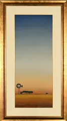 Elongated Landscape with Windpump by Johan Smith, oil on canvas mounted on board, sold Sep 2024