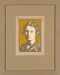 Portrait of a Girl by Frans Bosen, linocut, sold Sep 2024