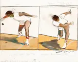 Handball by Michael Paraskevas, 1986, Acrylic on Paper, sold Aug 2024
