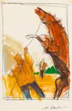 Rearing Racehorse by Michael Paraskevas, Acrylic on Paper, sold Aug 2024