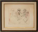 Figural Group by Robert Katzman, 1954, Watercolor and Ink on Paper, sold Aug 2024