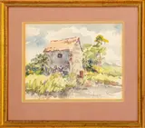 Cottage Scene by Helen Schepens-Kraus, Watercolor on Paper, sold Aug 2024