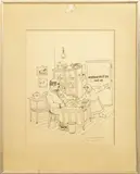 Veterinarian Scene by Branko Paradis, 1970s, Ink on Paper, sold Aug 2024